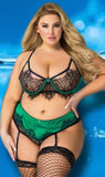 YesX Plus Size Black/Emerald Bra Set | Angel Clothing