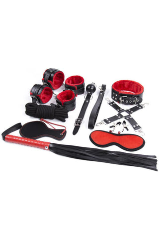 Bondage Kit 10 Piece Red Black