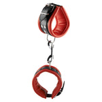 Hidden Desire Black/Red Leather Ankle Cuffs Large