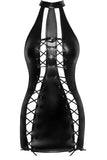 Noir handmade Double Lace-up Front Powerwetlook Dress | Angel Clothing