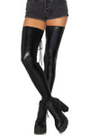 Leg Avenue Wetlook Lace Up Thigh Highs | Angel Clothing