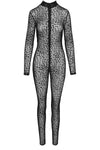 Noir Handmade Full Body Leopard Flock Catsuit | Angel Clothing