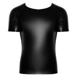 Noir Handmade Wetlook T-Shirt with Wetlook Sleeves | Angel Clothing