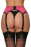 Nylon Dreams 6 Strap Suspender Belt Pink/Black | Angel Clothing