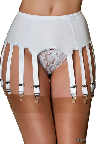 Nylon Dreams 14 Strap Suspender Belt White | Angel Clothing