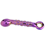 Purple Metal Plating Glass Anal Plug / Dildo