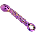 Purple Metal Plating Glass Anal Plug / Dildo