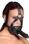 ZADO Leather Head Harness with Dildo