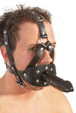 ZADO Leather Head Harness with Dildo