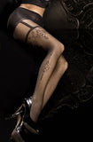 Ballerina Tights Black Faux Suspenders and Thigh Details - 293 - Fetshop
