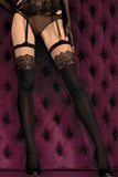 Ballerina Stockings Black with Patterned and Fleshtone Top - 383 - Fetshop