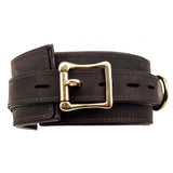 Bound Nubuck Leather Collar with Three D-Rings - Fetshop