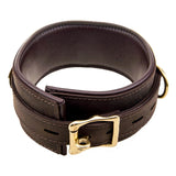 Bound Nubuck Leather Collar with Three D-Rings - Fetshop