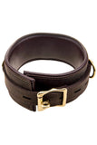 Bound Nubuck Leather Collar with Three D-Rings