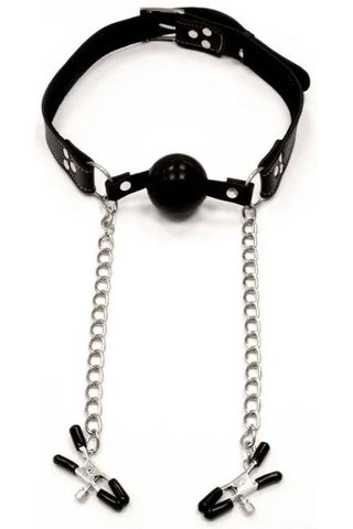 Fetish Extreme Ball Gag and Nipple Clamps