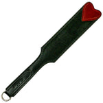 Spanking Paddle Black Leather Burgundy Heart Classic Spanking Paddle - Fetshop