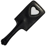 Elite Spanking Paddle Black Leather White Heart Rectangle - Fetshop