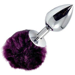 metal butt plug with purple pompom tail - Fetshop