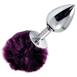 metal butt plug with purple pompom tail - Fetshop