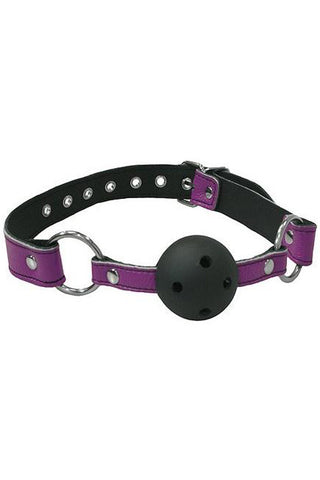Bound to Tease Leather Ball Gag Purple