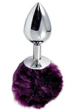 Metal butt plug with purple pompom