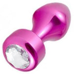 pink metallic butt plug with clear jewel decoration - Fetshop