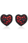 Red Black Lace Heart Pasties
