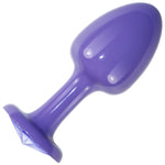 blue metal butt plug with clear jewel - Fetshop