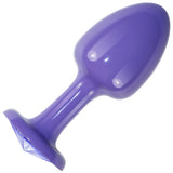 blue metal butt plug with clear jewel - Fetshop