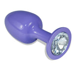blue metal butt plug with clear jewel - Fetshop