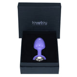 blue metal butt plug with clear jewel - Fetshop