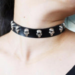 Black Gothic Skull Stud Collar