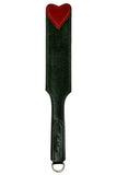 Black Leather Burgundy Heart Spanking Paddle